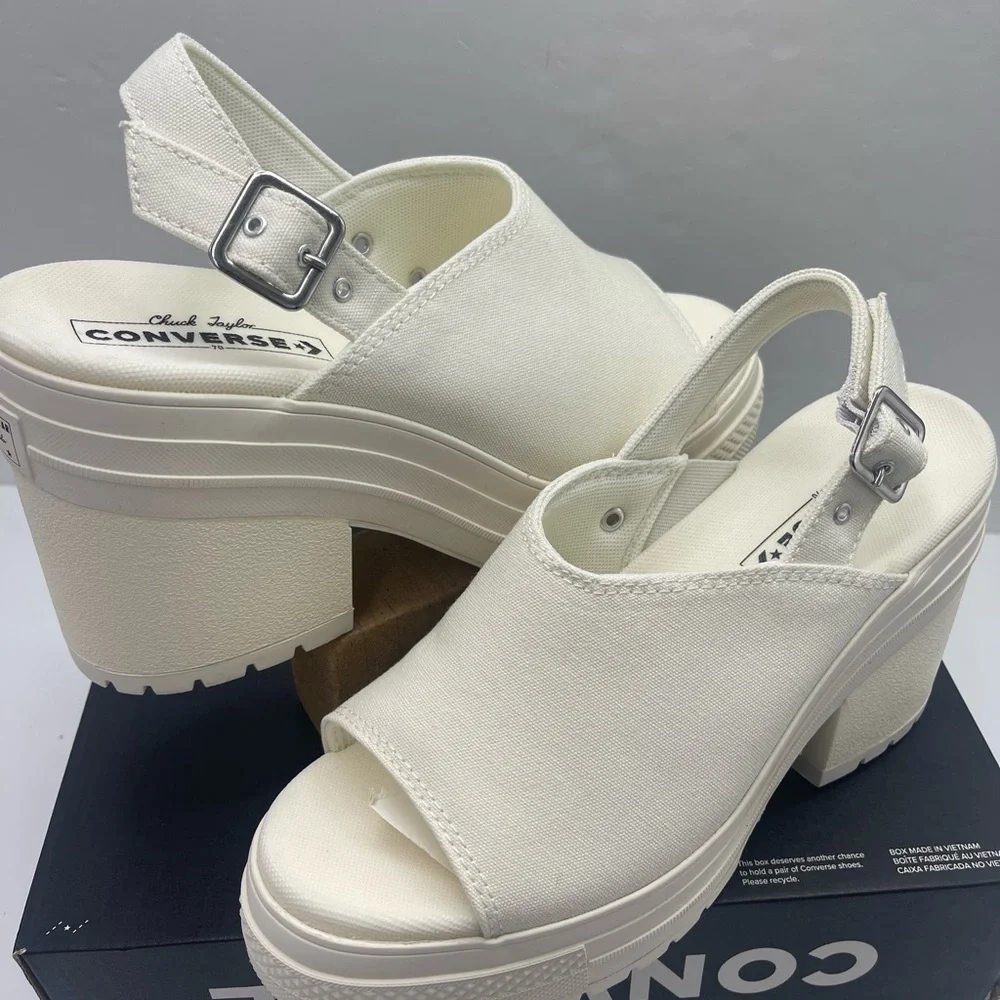 Converse CHUCK 70 DE LUXE HEEL MULE SLI EGRET/EGRET/EGRET Platform Heels A13796F